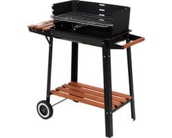 Houtskoolgrill met Windscherm – Verstelbaar RVS Rooster – 48 x 26 cm – Verrijdbaar