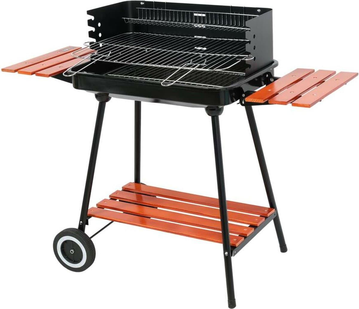 Houtskoolgrill met Windscherm – 53 x 33 cm – Inklapbare Zijplateaus – Verrijdbaar — afbeelding 1