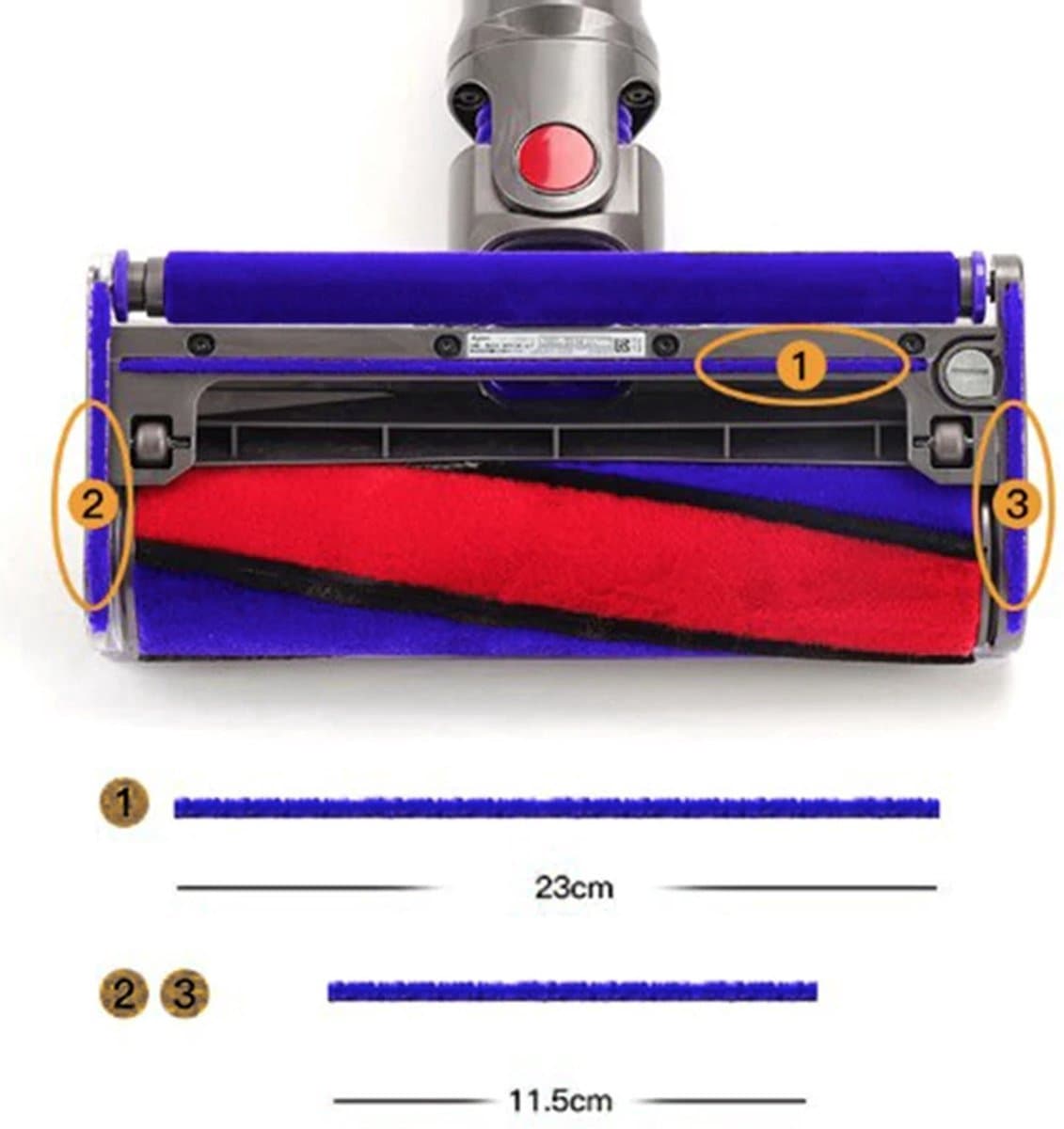 Viltstrips geschikt voor Dyson - 3 strips geschikt voor borstel van Dyson V7, V8,V10, en V11 — afbeelding 1