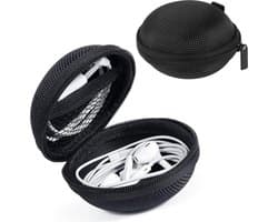 Opberghoes Oortjes Met Rits - Nylon Cover Voor Laadkabels en Accessoires - Zwart