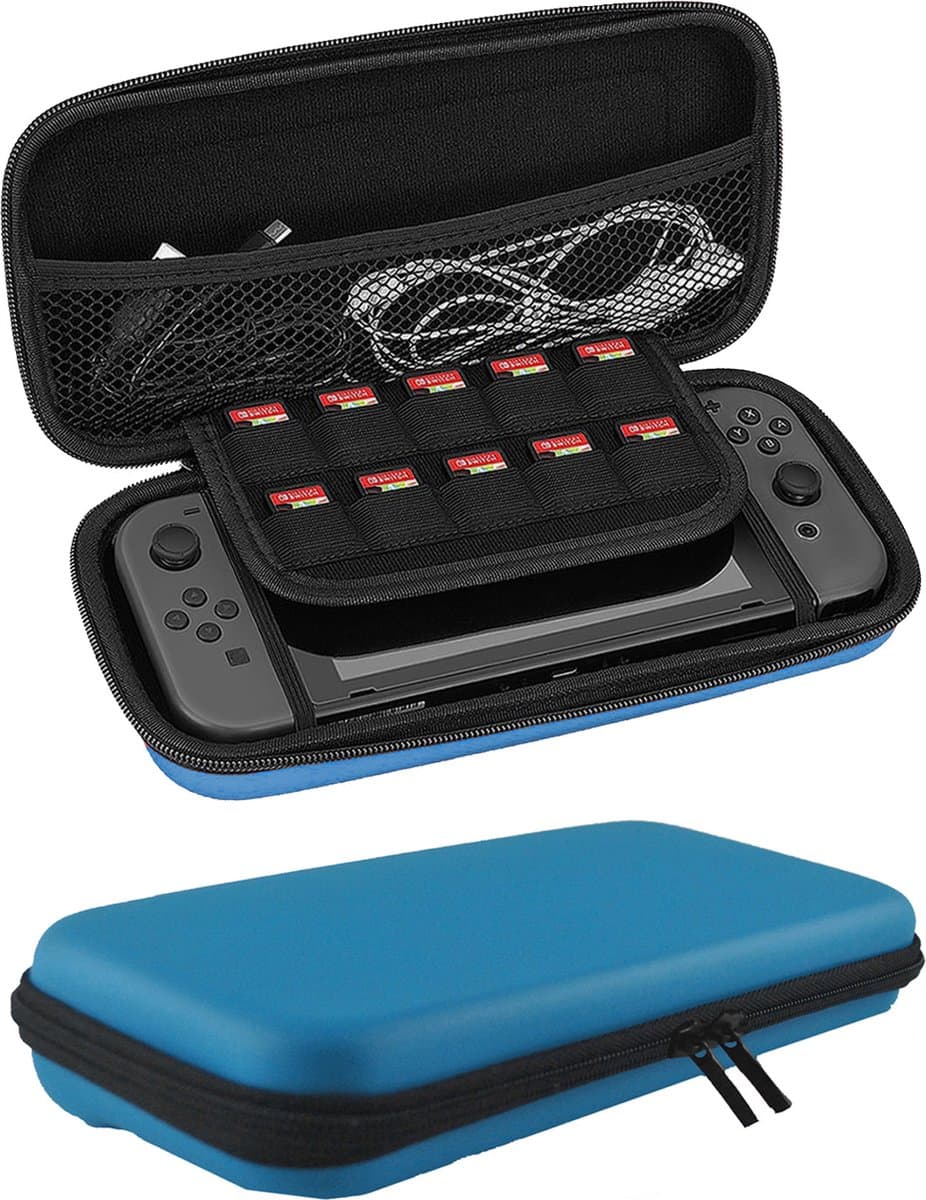 Hoes Geschikt voor Nintendo Switch Lite Case Hoesje Met Koord - Bescherm Hoes Geschikt voor Nintendo Switch Lite Hoes Hard Cover - Blauw — afbeelding 1