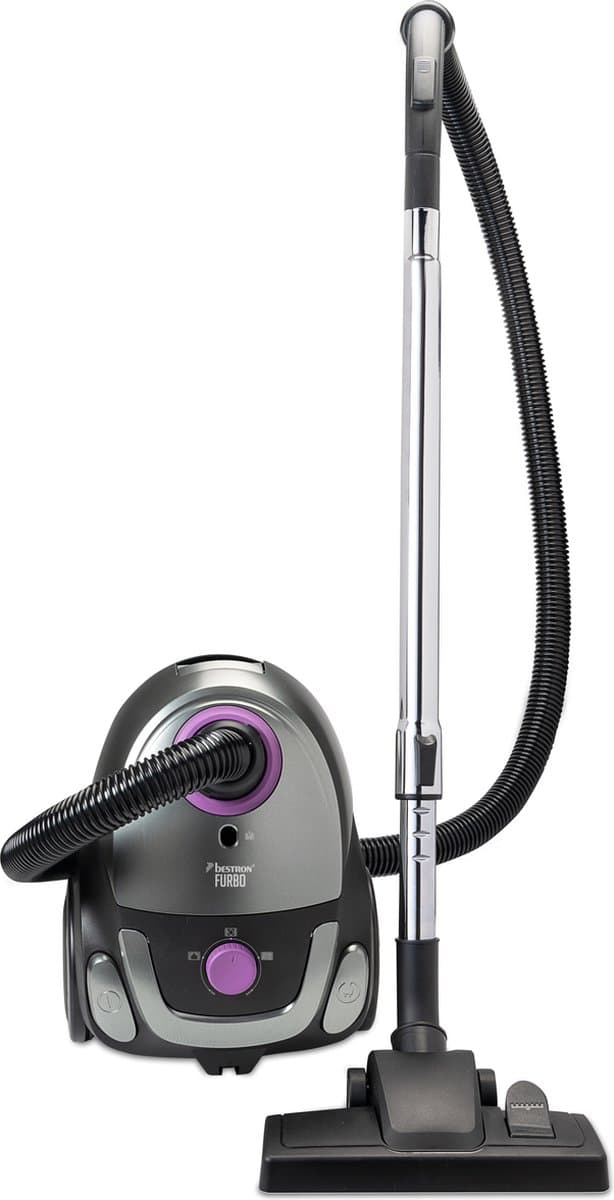 Bestron Stofzuiger met zak - ABG450SPE - HEPA 12 - Bereik 7,5 m - Incl. 3 stofzuigerzakken - Paars/Grijs - 5 jaar garantie — afbeelding 1