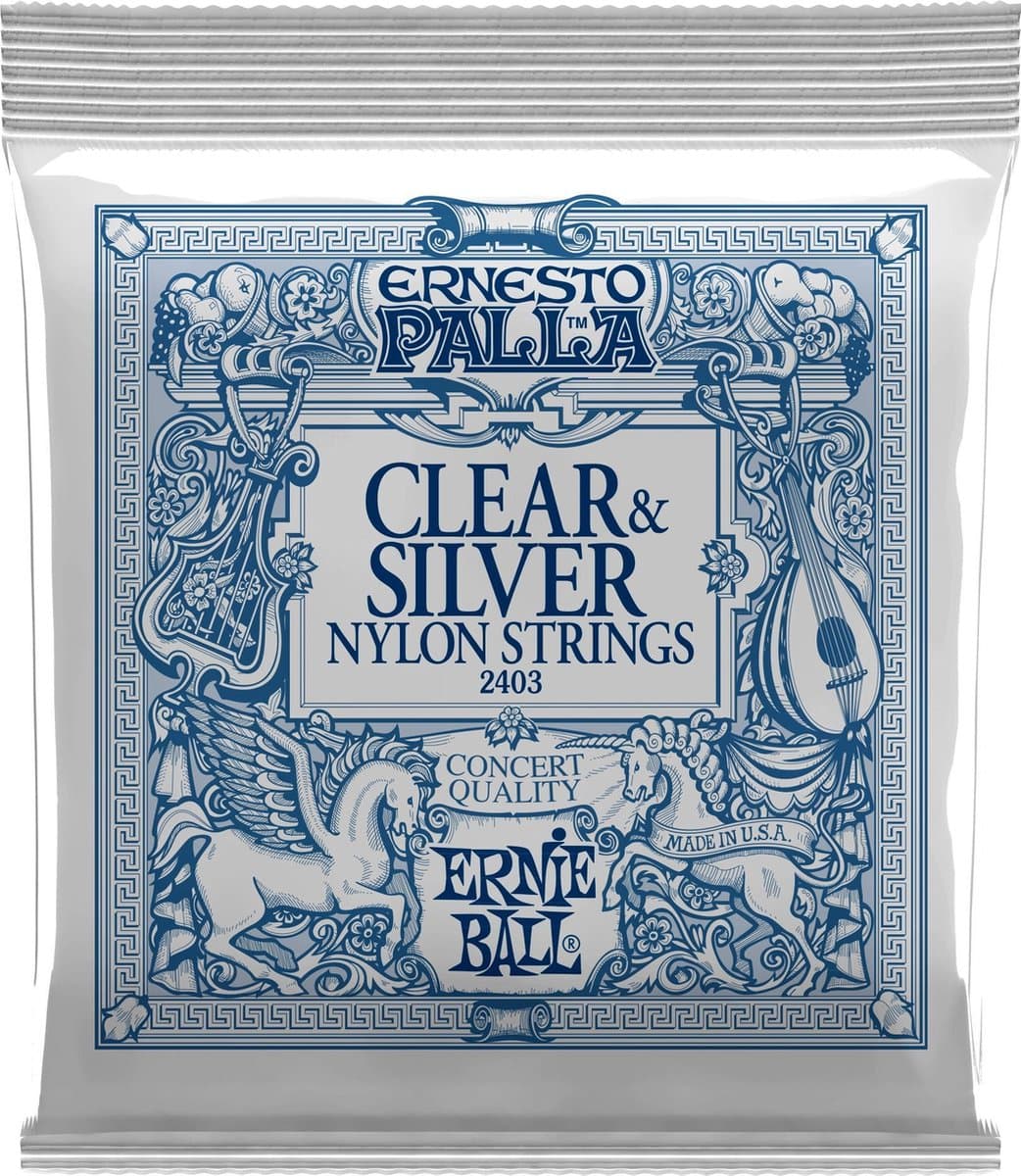 Ernie Ball Ernesto Palla - Klassieke Gitaarsnaren - Nylon Clear & Silver Plated - Medium Tension - Tie End - 28-42 — afbeelding 1