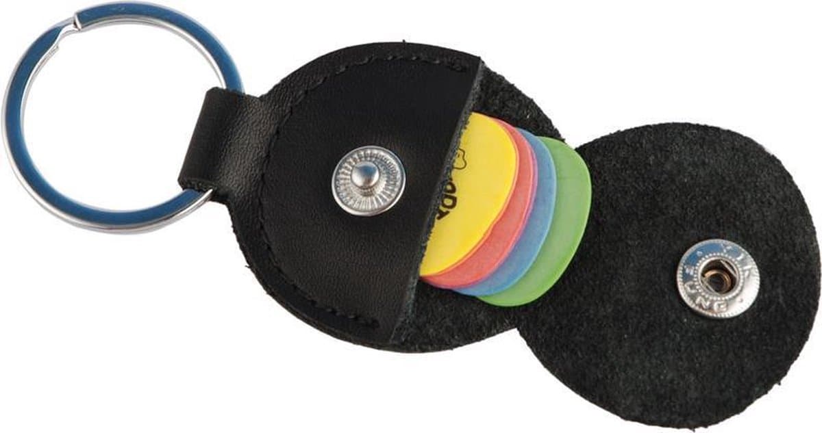 Zwarte PU Lederen Plectrumhouder Gitaar - Sleutelhanger — afbeelding 1