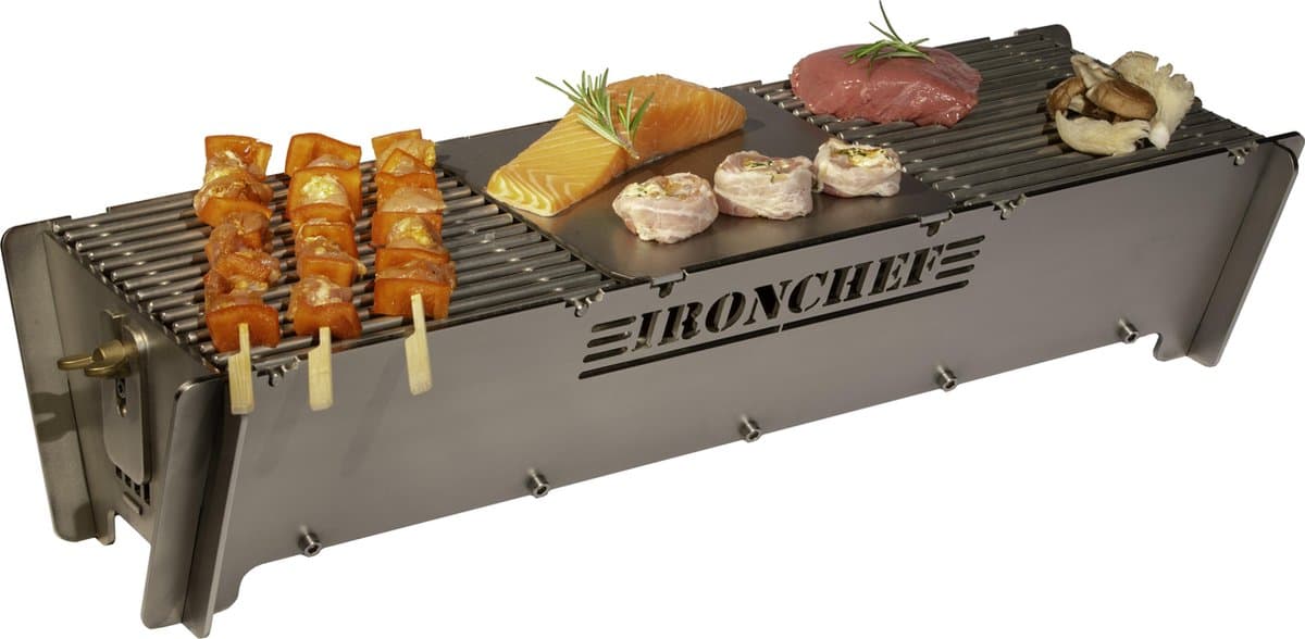 IRONCHEF HOUTSKOOL BARBECUE BBQ-L RVS — afbeelding 1