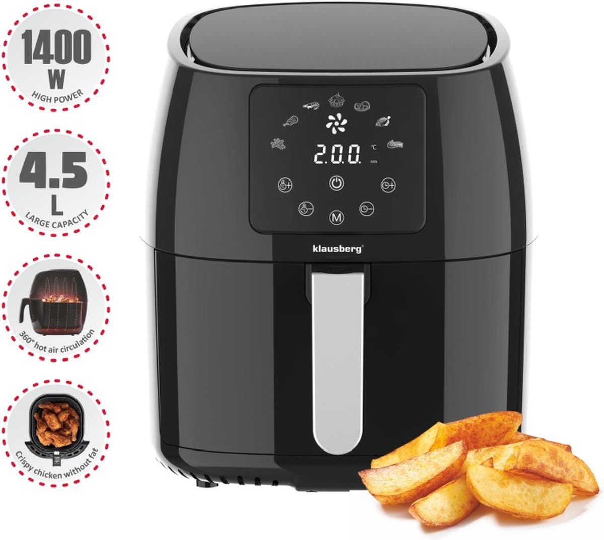 Klausberg 7551 - Digitale heteluchtfriteuse XL 4,5L - Family size - Airfryer — afbeelding 1