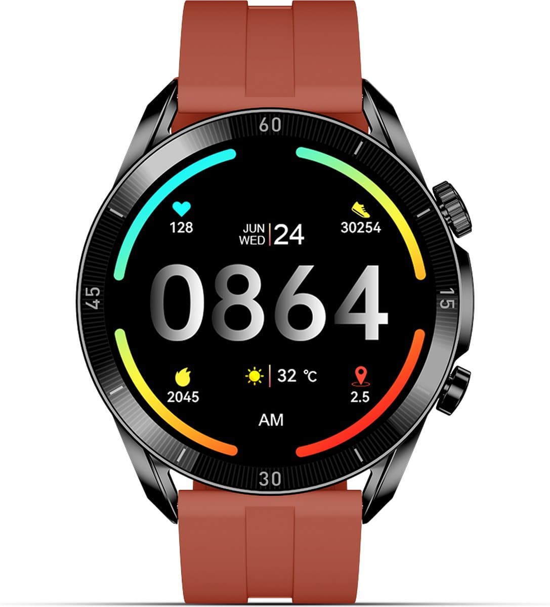 FlinQ Smartwatch Spectrum - AMOLED scherm - Smartwatch dames & heren - Smartwatch android - Smartwatch kinderen - 45mm - Rood — afbeelding 1