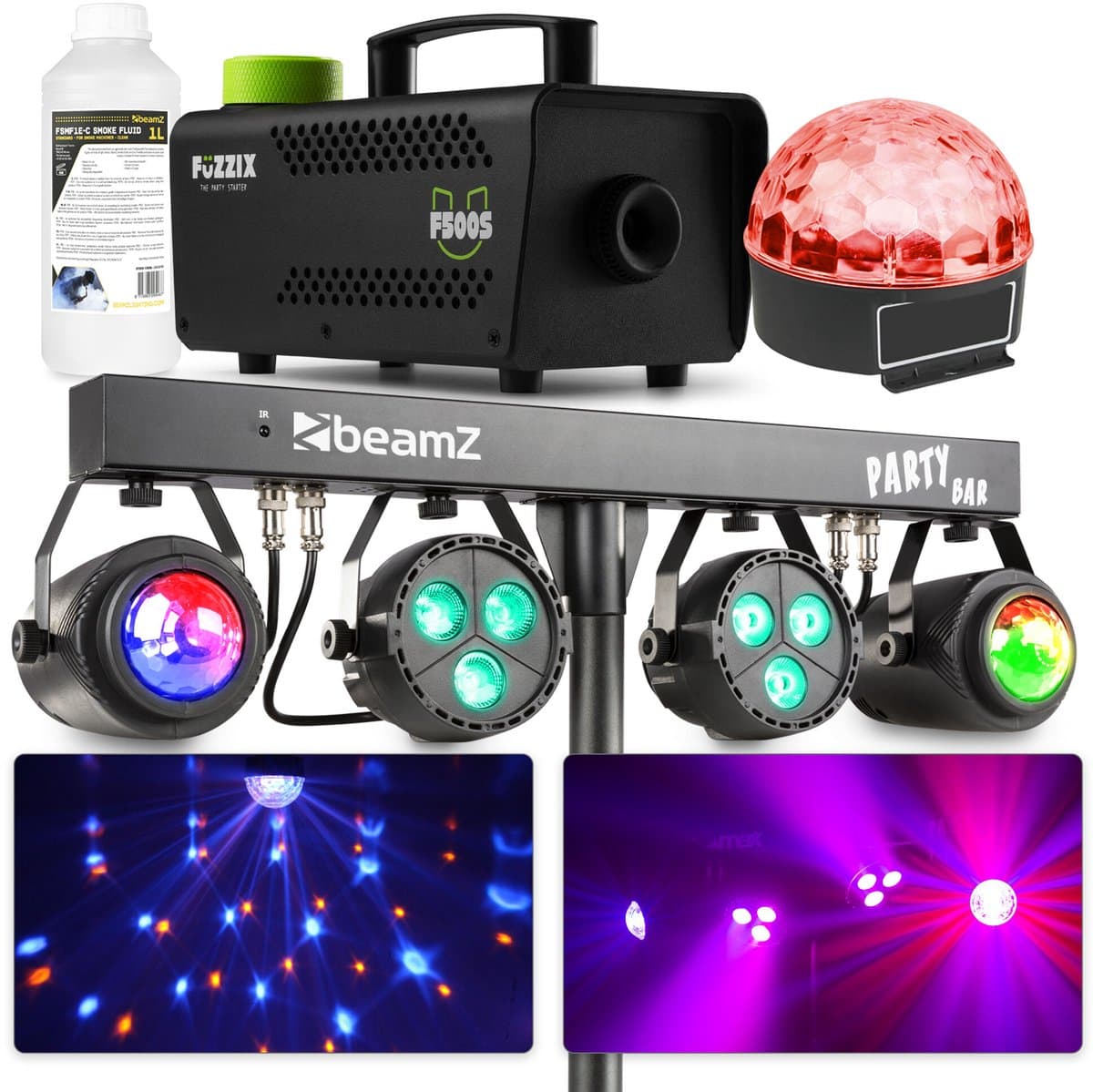 MAX Afterparty feestverlichting set - Met partybar, discolamp en rookmachine - RGBW LED’s — afbeelding 1