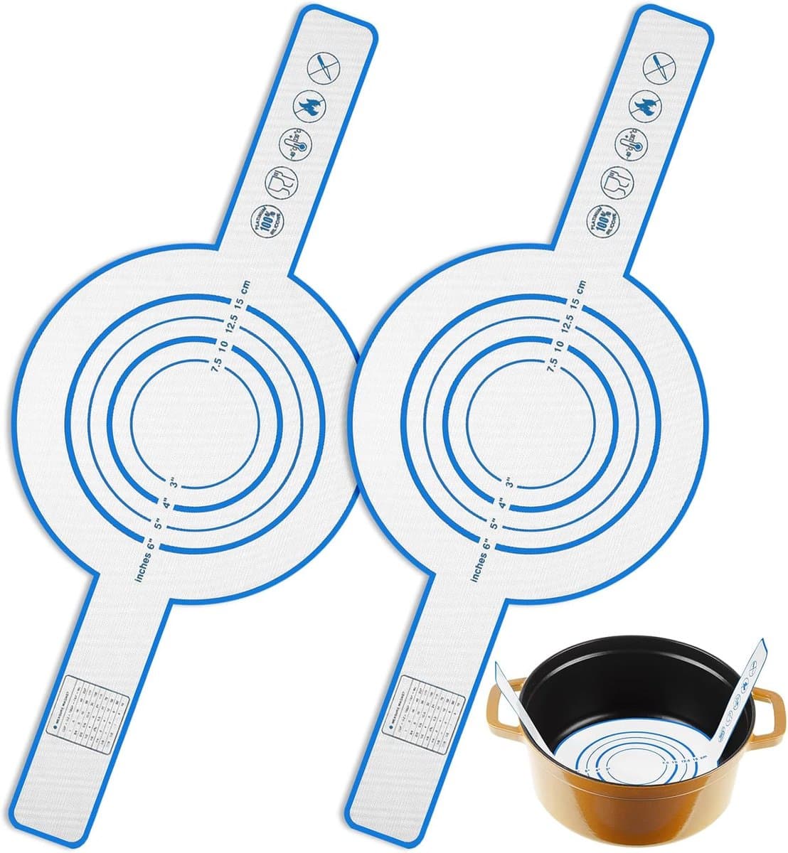 52,5×21,5 cm - 2 stuks - Multifunctionele siliconen bakmat - Sling-bakmat met lange handgreep - Broodbakmat - Broodsiliconen - Siliconen bakmat - Geschikt voor airfryer, oven en magnetron - Blauw — afbeelding 1