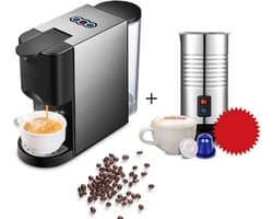 Bolt Edge Koffiemachine - 4-in-1 - Met Melkopschuimer - Geschikt Voor Nespresso & Pads