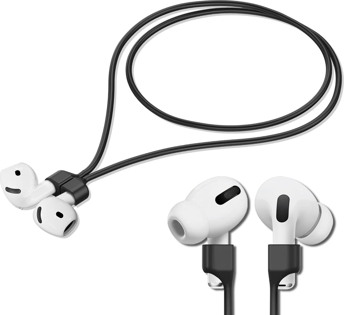 YONO Magnetische Band geschikt voor Apple Airpods - 4 3 2 1 - Pro - Siliconen Koord voor Oordopjes Draadloos - Anti Lost Strap - 80cm - Zwart — afbeelding 1