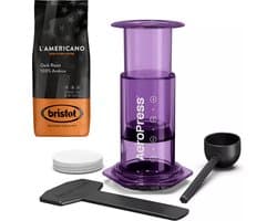 AeroPress Clear Purple Coffee Maker + Bristot l'Americano koffie