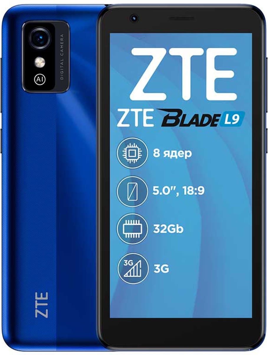 ZTE Blade L9 12,7 cm (5") Dual SIM Android 11 Go edition 4G 1 GB 32 GB 2000 mAh Blauw — afbeelding 1