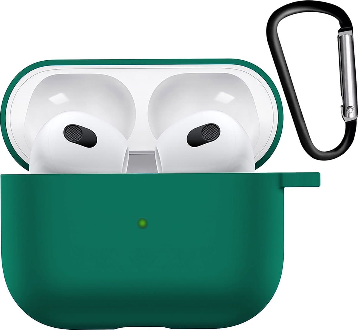 Hoesje - Geschikt voor Apple AirPods 3 - met Clip - Siliconen Hoes - Silicone Case Cover - Turquoise Groen — afbeelding 1