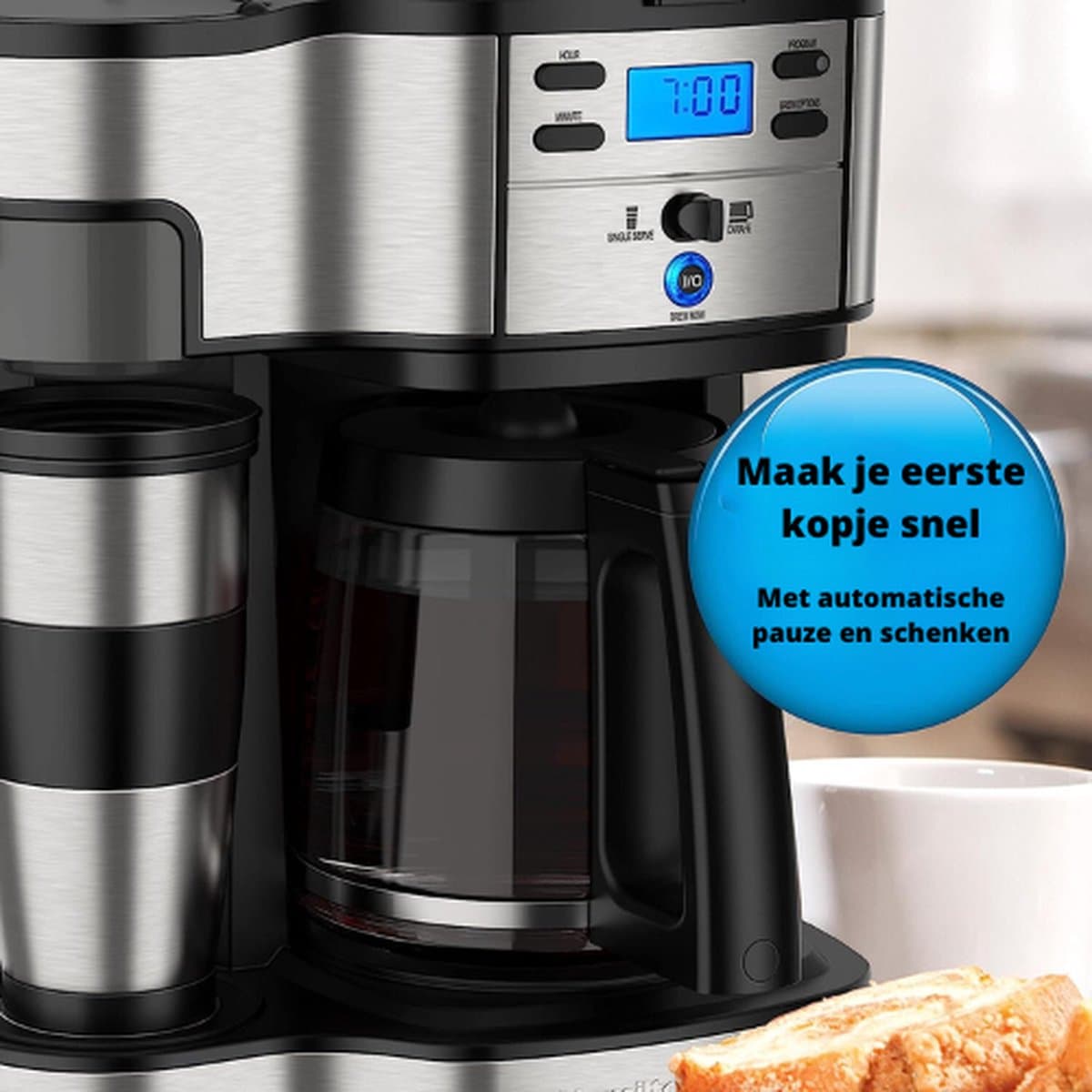 Koffiezetapparaat/ Met Dubbel Brouwsysteem/ Filterkoffiemachine /Tot 12 Kopjes Koffie — afbeelding 1