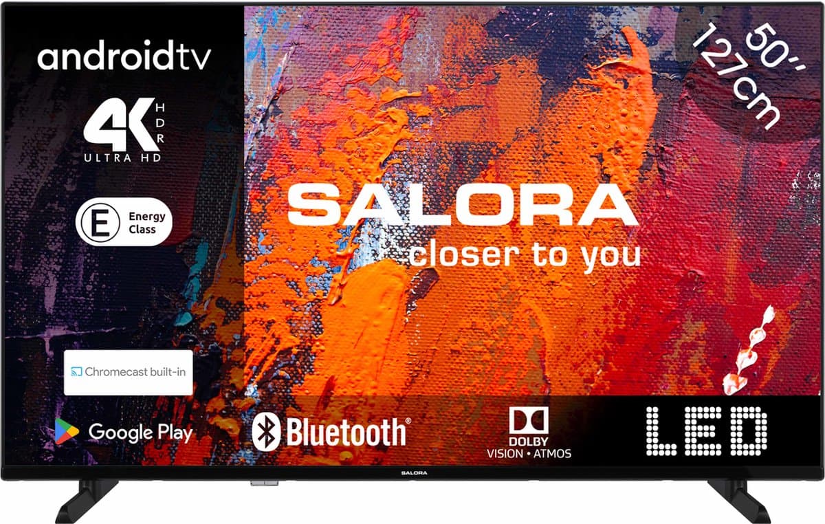 Salora 50UA550 tv 127 cm (50") 4K Ultra HD Smart TV Wifi Zwart 250 cd/m² — afbeelding 1