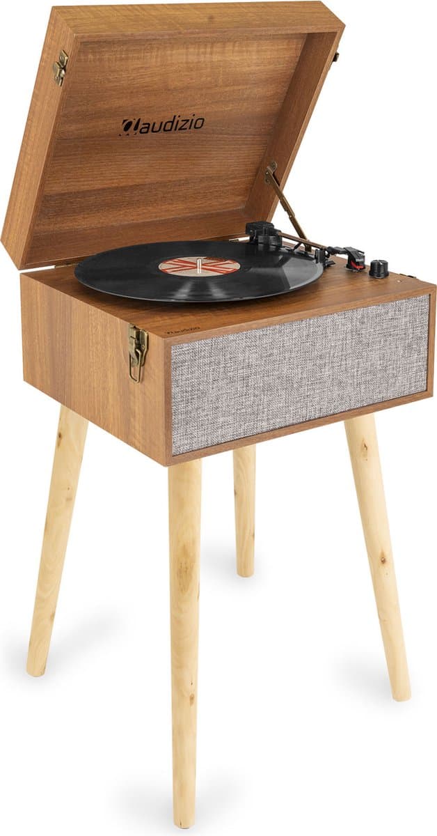 Platenspeler op poten - Audizio Fremont - Retro platenspeler met meubel - Met Bluetooth - Houtlook — afbeelding 1