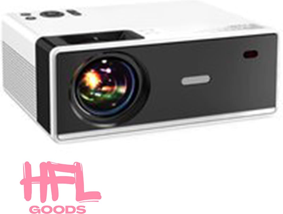 HFL Goods Projector - 1080P En 4K ondersteunt - Uitgerust Met 3D En Android-Compatibiliteit - Ideaal Voor Zowel Binnen Als Buitenfilms - 10.000 Lumen Helderheid - Naadloze Verbinding Via: IOS, WiFi 5G, En HD - Wit met Zwart — afbeelding 1