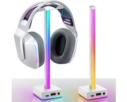 RGB Hoofdtelefoonstandaard met Achtergrondverlichting - Wit - Koptelefoonhouder met RGB-Verlichting voor Gaming en Werk - Stijlvol en Functioneel