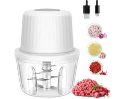 400 Ml Elektrische Knoflookhakker - Knoflookmolen Met 6 Messen Mini-Groentehakker - Draagbare Usb-Foodprocessor Voor Gember Chili En Fruit