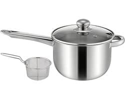 Mini Friteuse - Kookplaat Friteuse - Keuken Frituren - Inductie Geschikt - 2.5 Liter - Zilver