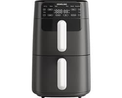 Airfryer 10L dubbele stapel - 2700W Snel opwarmen - Heteluchtfriteuse met 2 kamers - 6-in-1 Functies - Max 230°C - Zwart - Ruimtebesparend ontwerp - Receptenboek - PFAS-vrij