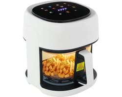 Heteluchtfriteuse - Airfryer Frituurpan - Gezond Koken - Glazen Bakmand - 33 Liter - Zwart Wit