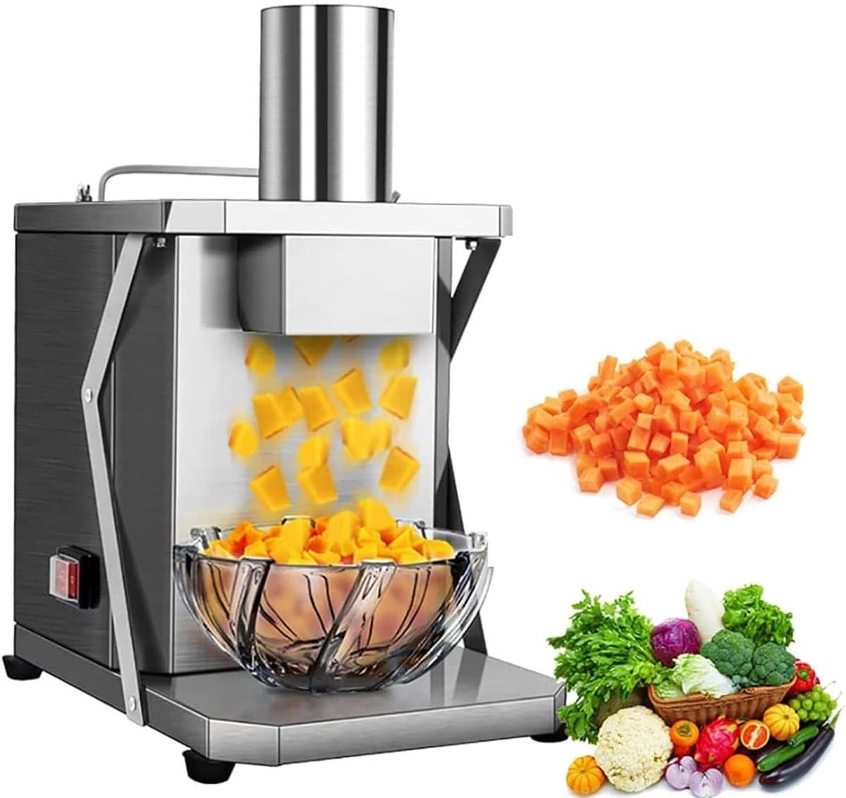 Elektrische Groentesnijder - Keukenmachine Fruit - Snel Ingrediënten Snijden - Krachtige Koper Motor - 75 kg Per Uur - Zilver — afbeelding 1