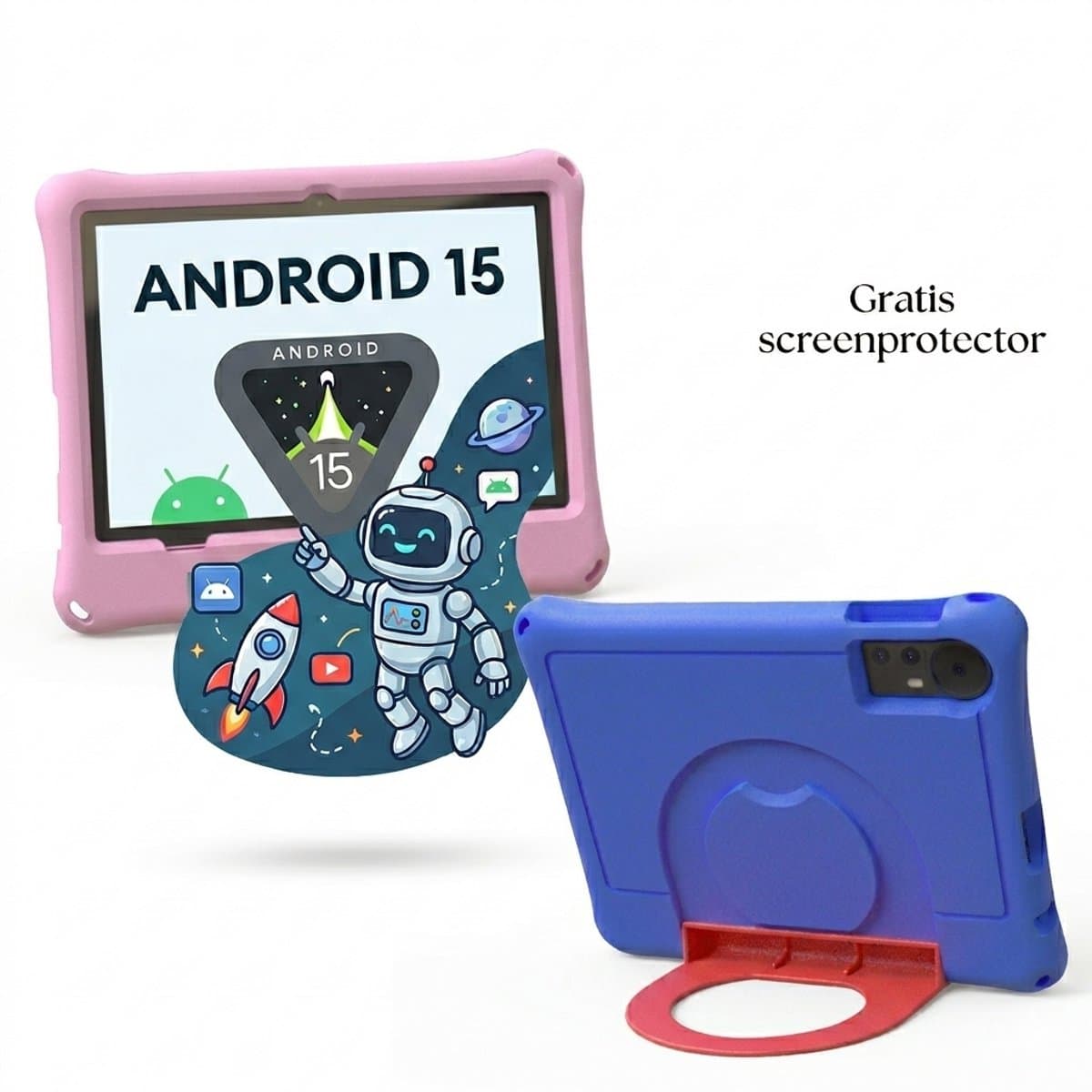 KidsTab Pro 10 Inch — Kindertablet — Android 15.0 — 8GB RAM (4+4) — 32GB — Inclusief Schokbestendige Hoes & Standaard — Roze — afbeelding 1