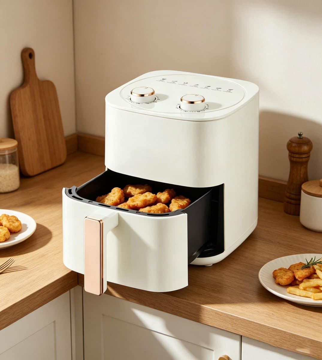 Compacte heteluchtfriteuse van 6 liter met antiaanbaklaag vermindert het olieverbruik met 90% zeven automatische programma's afspoelen is niet nodig voor de reiniging — afbeelding 1
