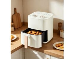Airfryer voor thuis met grote capaciteit (6 liter) – Multifunctionele elektrische friteuse met 3D-hittecirculatie (wit)