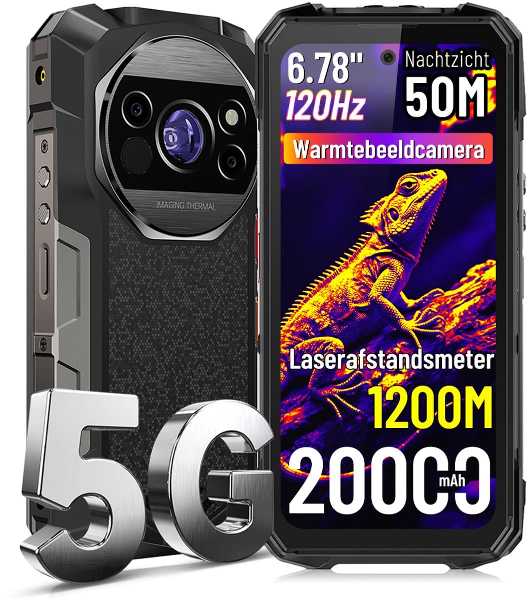FOSSiBOT F115 Ultra Robuuste Smartphone 5G - 36GB RAM - 256GB ROM - 6.78 inch FHD+ Scherm - 20000 mAh 33W - IP68 Waterdicht Telefoon - Android 16 - 50MP + 36MP Camera, 64MP Nachtzicht - Bluetooth 5.4 - GPS NFC - Zwart — afbeelding 1