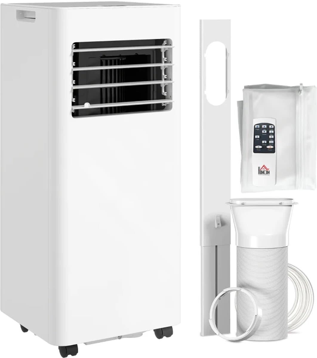 4-in-1 Mobiele Airco - Draagbare Airconditioner - 4-in-1 Koelen, Ontvochtiger, Ventilator & Slaapstand - 9000 BTU - voor 15-28 m² - met Afstandsbediening, Wasbaar Filter, LED-display & 24-uurs Timer - Wit — afbeelding 1