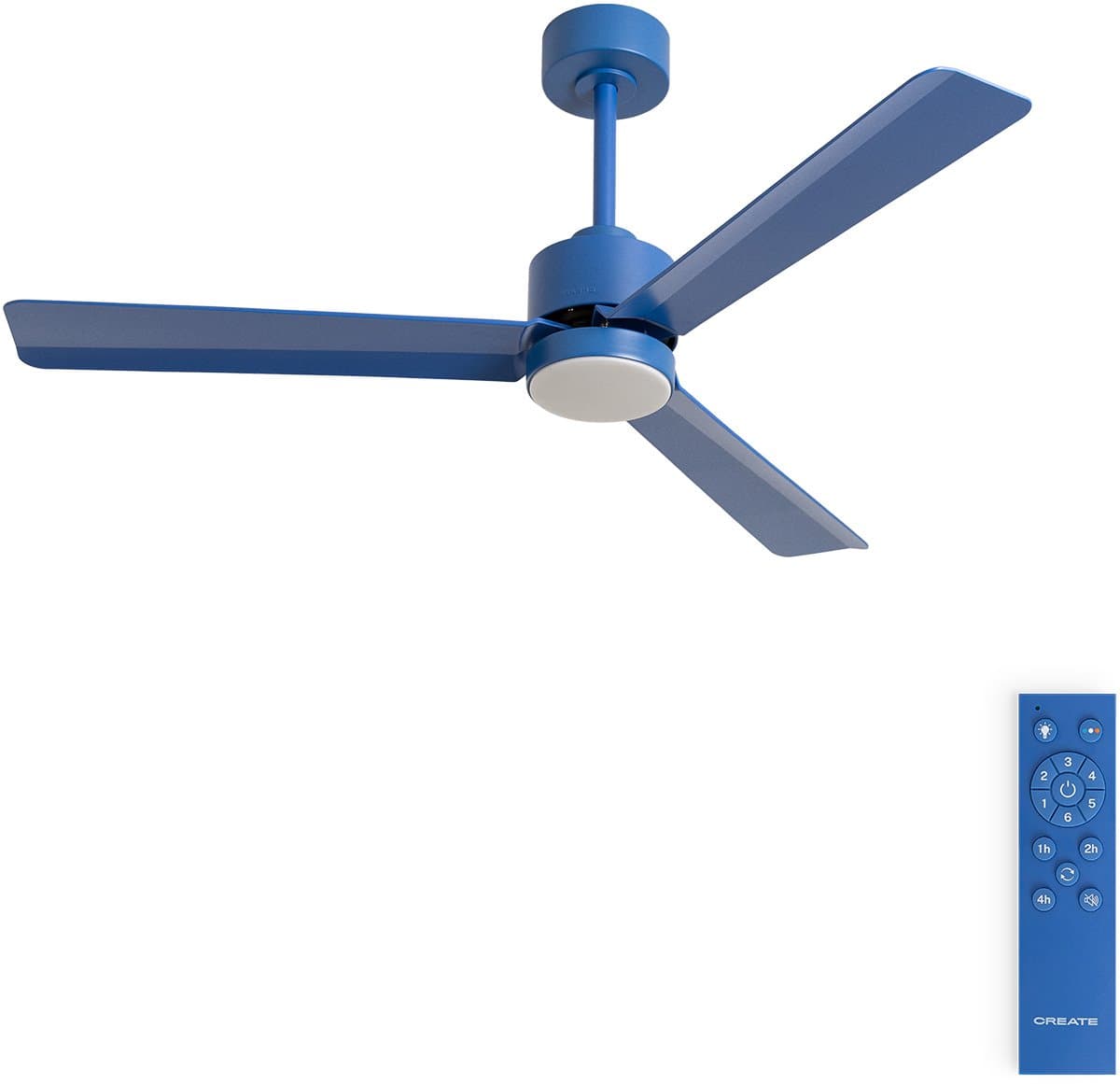 CREATE - Stille plafondventilator 40W met licht - Kobaltblauw - Ø132cm - Afstandsbediening - WIND MODERN — afbeelding 1
