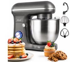 Vivid Green 1500W Keukenmixer - 5L Mengkom - 10 Snelheden - Keukenmachine - Keukenrobot - Grijs