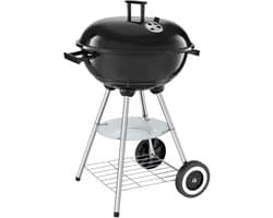 tectake® Houtskool Barbeque - Kogel BBQ - Ø 41,5 cm Grillplaat - Grill met 2 Wielen - Smoker met Deksel - Rond - Zwart - Metaal