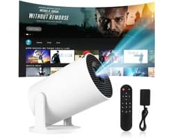 Mini Beamer 4K – Draagbare Projector Android 11, WiFi 6 & Bluetooth 5.4 – 180° Draaibaar, 1080P Full HD
