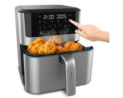 Heteluchtfriteuse - Airfryer zonder olie - Gezond Koken - 10 Voorgeprogrammeerde Menu's - 8 Liter - Roestvrij Staal