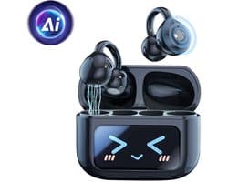 M100 - Open Ear Oortjes - Oortjes Draadloos - Sport Oordopjes - AI vertaalfunctie - 5.4 Bluetooth - Clip On - Hardlopen - 48 uur - Spatwaterdicht - XP67 - Oorclips - Zwart