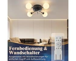 Plafondventilator met Verlichting – LED Plafondlamp met Ventilator – 6 Snelheden – Dimbaar 3000K–6000K – Afstandsbediening – Timer – Zomer & Winterstand – Slaapkamer / Woonkamer / Keuken