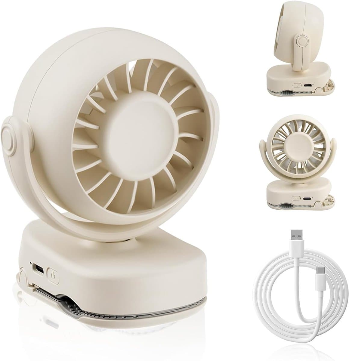 longziming -Draagbare Mini Ventilator - Clip Fan - Tafelventilator - 360 Grad Rotatie - Drie Snelheden - ABS Kunststof - Fluisterstil - Veelzijdig Gebruik - 1 Stuk — afbeelding 1