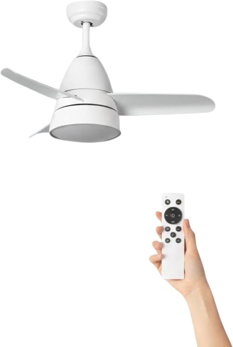 Fantiluxe - Viklund - Plafondventilator met verlichting - Wit - Ø91cm - Afstandsbediening - Met lamp - Plafond ventilator - Slaapkamer — afbeelding 1