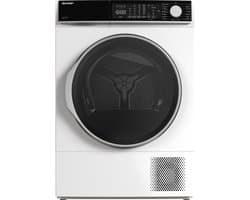 Sharp KDNL2S7WEBE – warmtepomp droger – energie label E – 12 kg – 15 programma’s – trommelverlichting – links en rechts draaiend – 8 sensor technologie – wit