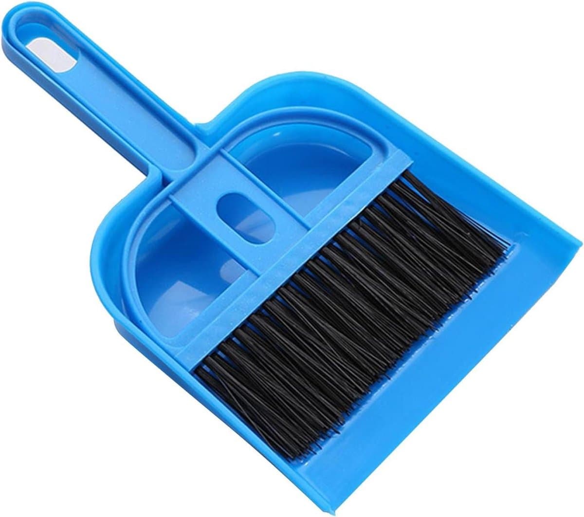 Mini Stoffer en Blik - Kleine Bezem Set - Bureau Schoonmaken - Zachte Borstelharen - Compact Ontwerp - Blauw — afbeelding 1