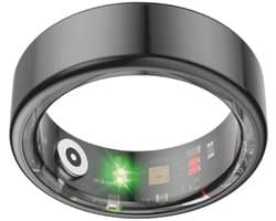 NOLATR Smart Ring - Stappenteller, Activiteitstracker & Hartslagmeter - Zonder Abonnement & Nederlandse App - Zwart – Maat 8