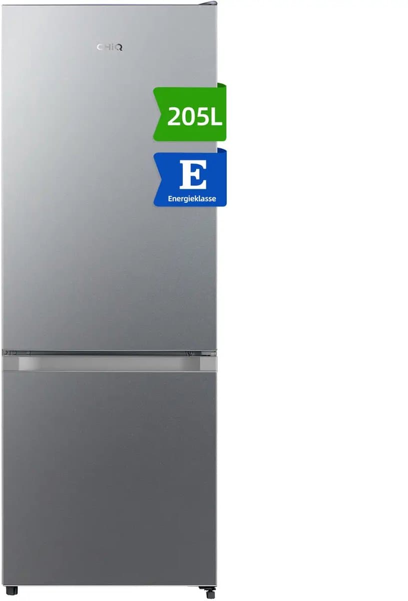 CHiQ JR205LSE Koel-vriescombinatie – 205L – Energieklasse E – Zilver – Vrijstaand – Compacte Koelkast met Vriesvak — afbeelding 1