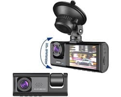 Dash Cam Auto - DVR Zwarte Doos - Verkeersveiligheid Bewaken - 3 Kanalen Opname - 2 inch Scherm - Zwart