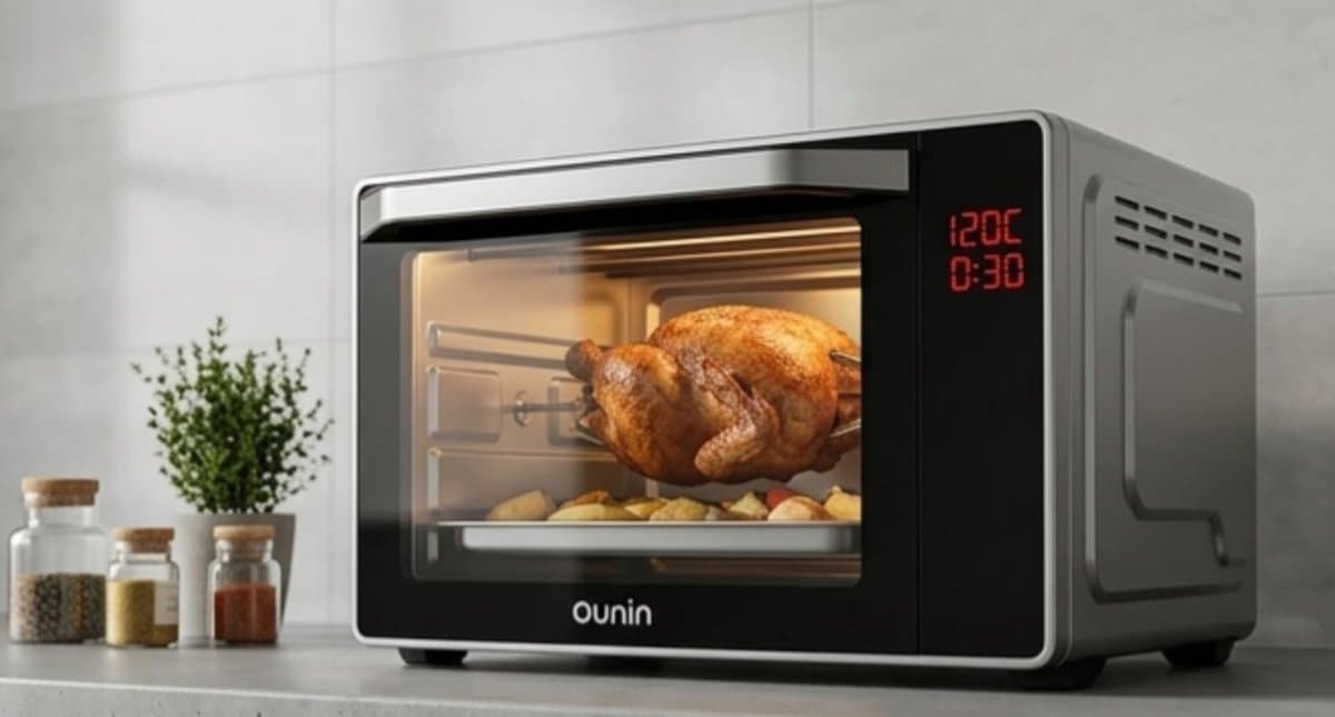 Multifunctionele Stoombakoven 24L – 9-in-1 Compacte Oven met Stoomfunctie, Hetelucht, Grill, Drogen & Fermenteren, LED Touch Display, RVS Zwart – Energieklasse A+ – Urbanhome — afbeelding 1