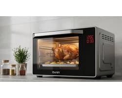 Multifunctionele Stoombakoven 24L – 9-in-1 Compacte Oven met Stoomfunctie, Hetelucht, Grill, Drogen & Fermenteren, LED Touch Display, RVS Zwart – Energieklasse A+ – Urbanhome