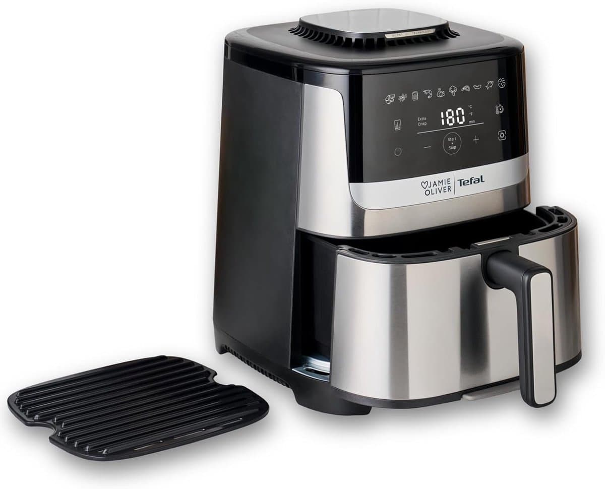 Tefal Easy Fry Silence EY55JDE0 - Heteluchtfriteuse - Airfryer XXL - 5.6 Liter - 1700W - Met Grillfunctie - Digitaal Touchscreen - Zwart/Zilver — afbeelding 1